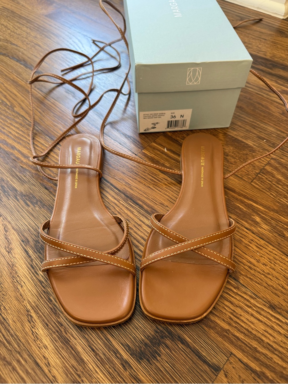 Margaux The WRAP SANDAL in Saddle Nappa - Picture 3 of 7